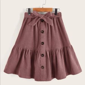 Girls Blush Brown Lightweight Corduroy Ruffled Skirt - Size 11-12 Years old